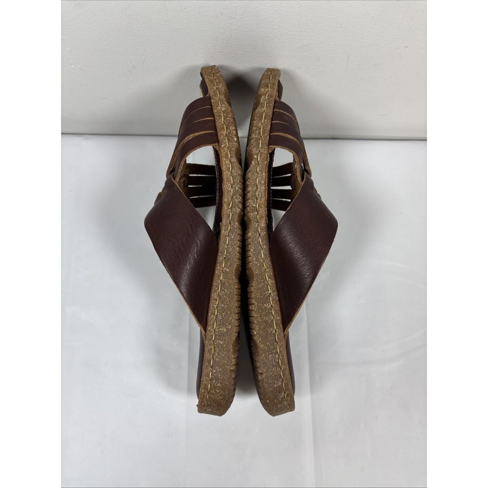 Born Womens 7 Cross Cross Slip On MLAS Brown Leather Slides Flats Casual Comfort - Picture 7 of 12